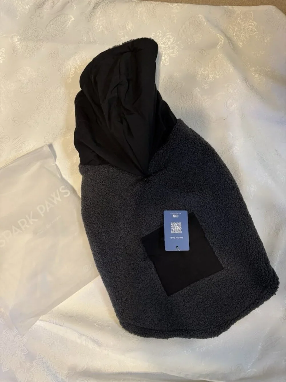 Spark Paws Black Gray Fleece Reversible Dog Hoodie Sweater 2XL Big Dogs NEW